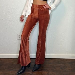 NWT Velvet Striped Flare Pants (Bronze)